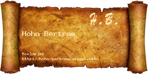 Hohn Bertram névjegykártya